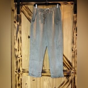 Women’s Drawstring Linen Pant Green S